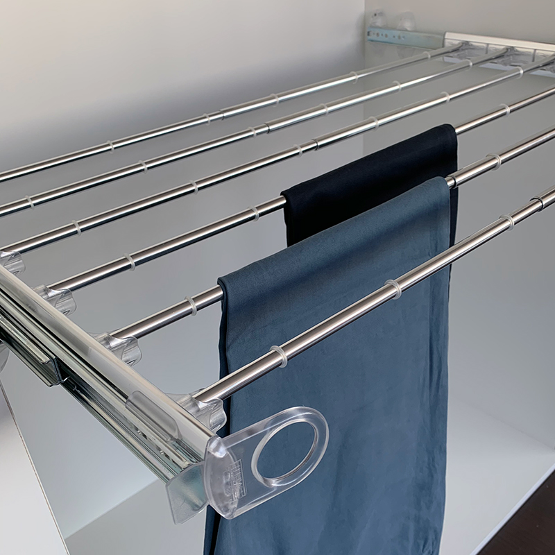 Pull-out width adjustable trousers rack transparent-bright aluminium 3